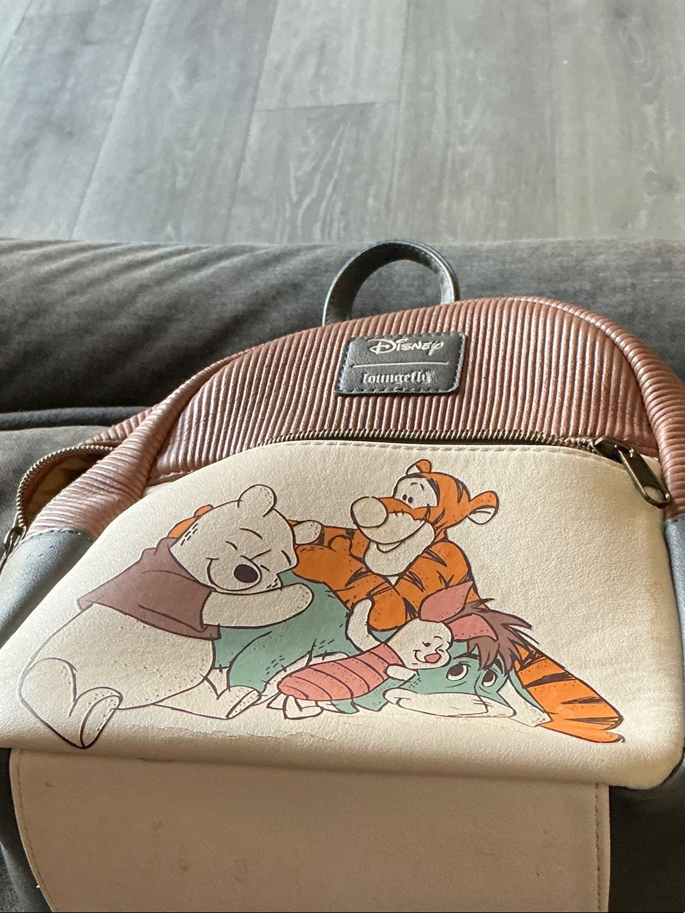 Loungefly Kids Backpack with Winnie the Pooh Characters - Tan & Orange & Green